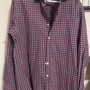 Men's Classic Checkered Button-Down Shirt - Burgundy and Teal